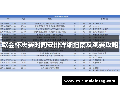 欧会杯决赛时间安排详细指南及观赛攻略 欧会杯决赛时间安排详细指南及观赛攻略